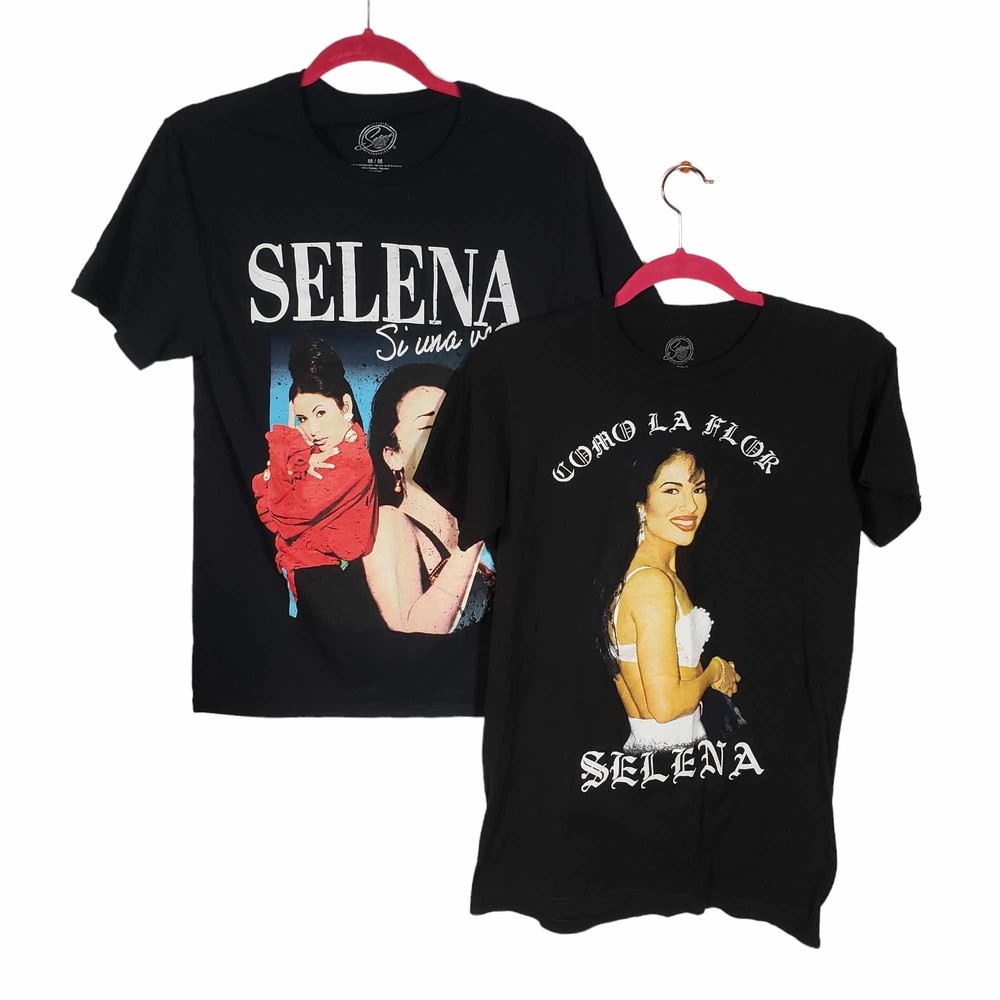 Selena set of 2 Black Printed Cotton T-shirts size *Small
